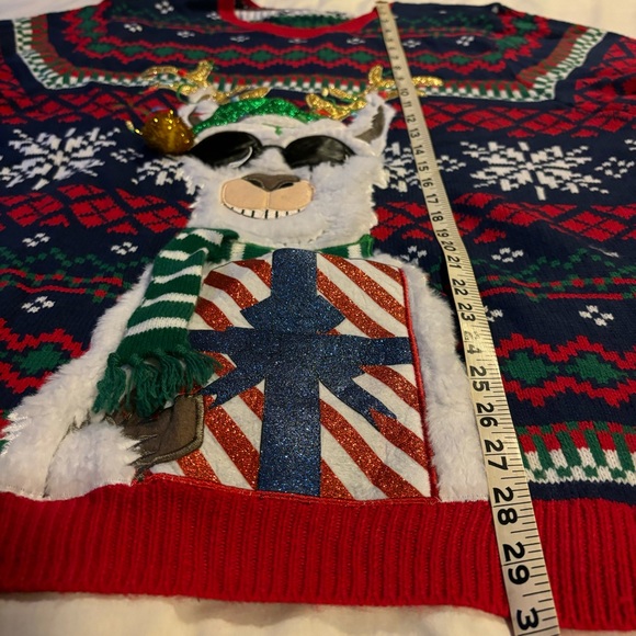 Holiday Time Llama Drink Pouch Ugly Christmas Sweater Unisex Adult Size XL - Picture 6 of 8